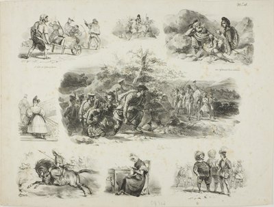 Feuille de croquis - Denis Auguste Marie Raffet