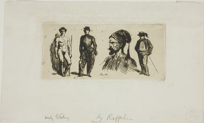 Feuille de croquis - Denis Auguste Marie Raffet