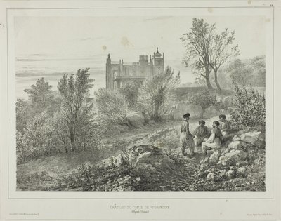 Château du comte Woronzoff, Aloupka, Crimée, 12 août 1837 - Denis Auguste Marie Raffet