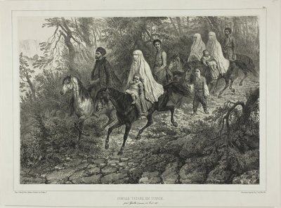 Famille tartare en voyage, près de Yalta, Crimée, 15 août 1837 - Denis Auguste Marie Raffet