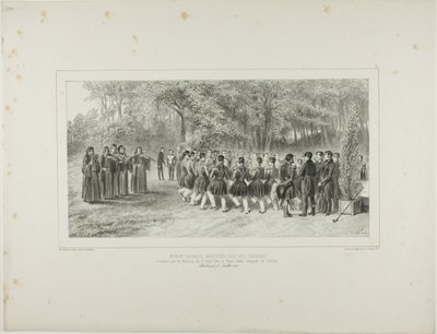 Ronde valaque, jouée par les Tsiganes et dansée par les musiciens du deuxième régiment chez le prince Ghika, Ghospodar, Valachie - Denis Auguste Marie Raffet