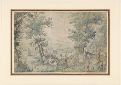 Paysage près de Bruxelles avec chasse au cerf - Denis van Alsloot (possibly)
