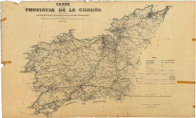 Carte de la province de La Corogne avec les routes de l