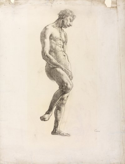 Nu masculin debout, vers 1906-08 (craie noire sur papier) - Derwent Lees