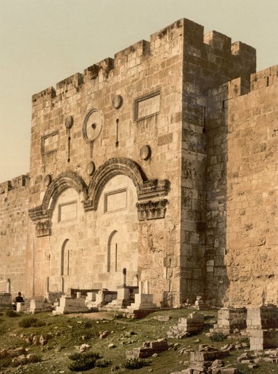 La porte dorée (extérieur), Jérusalem, Terre Sainte, vers 1890-1900 - Detroit Photographic Co.
