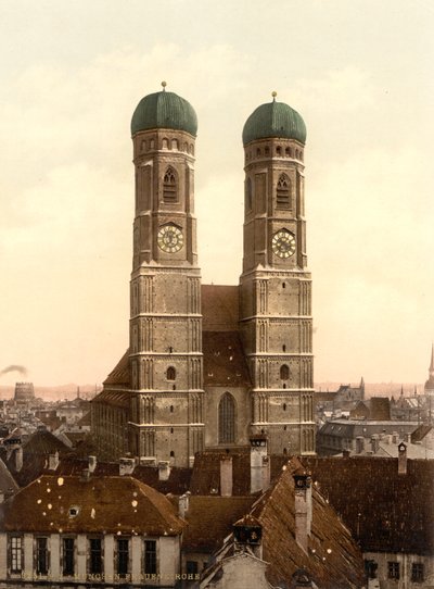 Frauenkirche, Munich, Bavière, Allemagne, impression photochrome, vers 1900 - Detroit Publishing Co.
