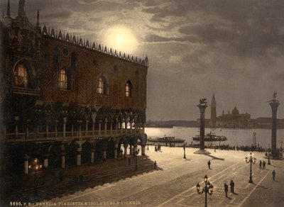 Piazzetta et San Giorgio au clair de lune, Venise, Italie, c.1890-1900 - Detroit Publishing Co.
