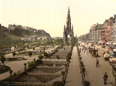 Princes Street, le château et le monument Scott, Édimbourg, vers 1890-1900 - Detroit Publishing Co.