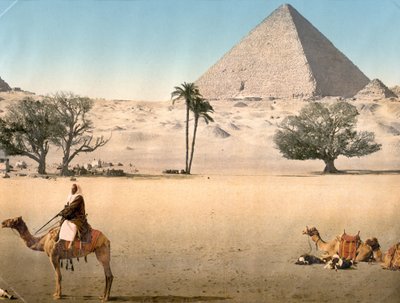 Bédouins au repos près de la Grande Pyramide de Gizeh - Detroit Publishing Co.
