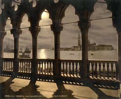 San Giorgio depuis le Palais des Doges au clair de lune, Venise, Italie, vers 1890-1900 (photochromie) - Detroit Publishing Co.