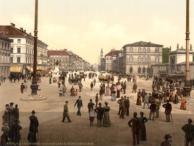 Scène de rue, Odensplatz et Ludwigstrasse, Munich, Bavière, Allemagne, c.1900 - Detroit Publishing Co.