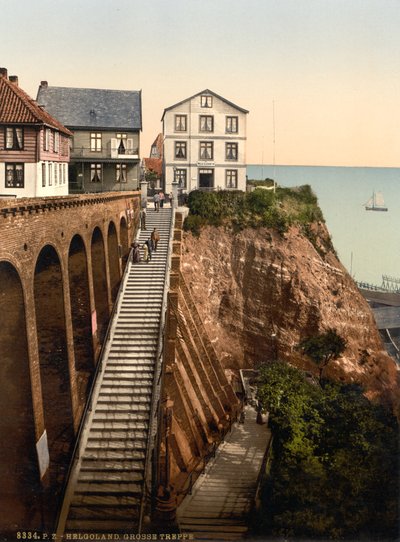 Le Grand Escalier, Helgoland, Allemagne, impression photochrome, vers 1900 - Detroit Publishing Co.