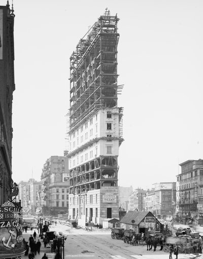 Construction du Times Building, 42nd Street et Longacre Square, New York City, USA, vers 1904 - Detroit Publishing Co.