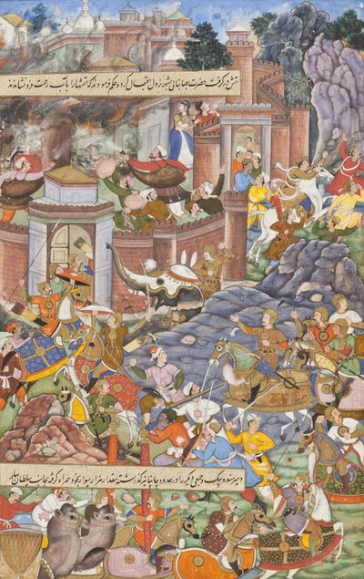 Fuite du sultan Bahadur lors de la campagne de Humayun en 1535 au Gujarat, c.1590 - Dharmdas Dharmdas