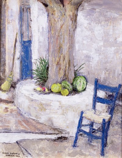 Chaise bleue près de l