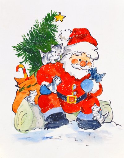 Père Noël et Chatons - Diane Matthes
