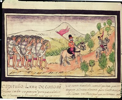 Fol.204v Les Indiens Totonaques aidant les Conquistadors à transporter des matériaux, 1579 - Diego Duran