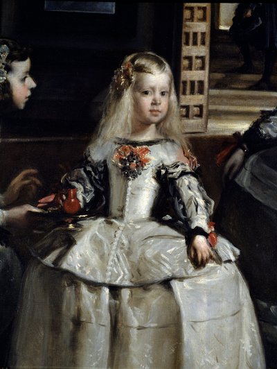 Las Meninas (détail) : Margarita Teresa entourée de serviteurs et de nains de cour - Diego Rodriguez de Silva y Velazquez