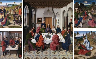La collecte de la manne et la Pâque (recto gauche), Le dernier repas (milieu), La rencontre d