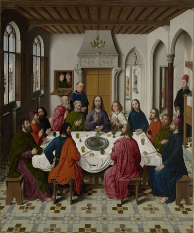 La collecte de la manne et la Pâque (recto gauche), Le dernier repas (milieu), La rencontre d
