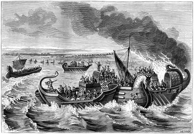 Combat entre navires romains et vénètes, rivière Loire, 56 av. J.-C., 1882-1884 - Dietrich