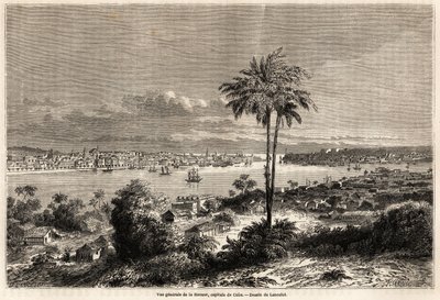 Vue générale de La Havane, capitale de Cuba, dessin de Lancelot pour illustrer le voyage à l
