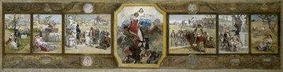 Esquisse pour la salle des mariages de la mairie du 19e arrondissement à Paris : Le Drapeau tricolore, Allégories républicaines - Diogene Ulysse Napoleon Maillart