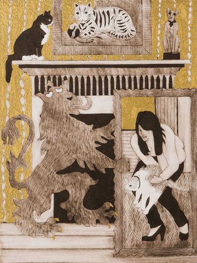 Cats, 2017 (collagraph) - Dione Verulam