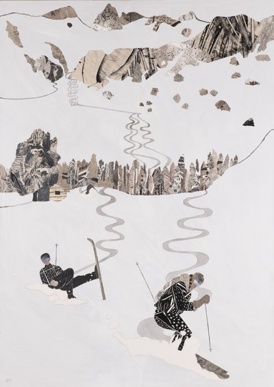 Ski-ing, Fall Line  Fall (collage) - Dione Verulam