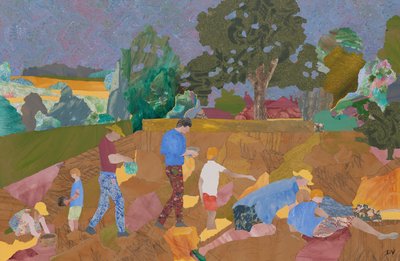 Récolte du hochet jaune (collage) - Dione Verulam