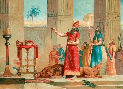 Ashurbanipal offrant des lions en sacrifice - Dionisio Baixeras Verdaguer