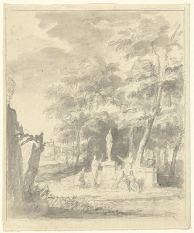 Paysage arcadien avec des figures autour d