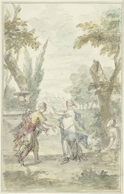 Conception pour une pièce de salle : Amaryllis aux yeux bandés attrape Myrtillo - Dionys van Nijmegen