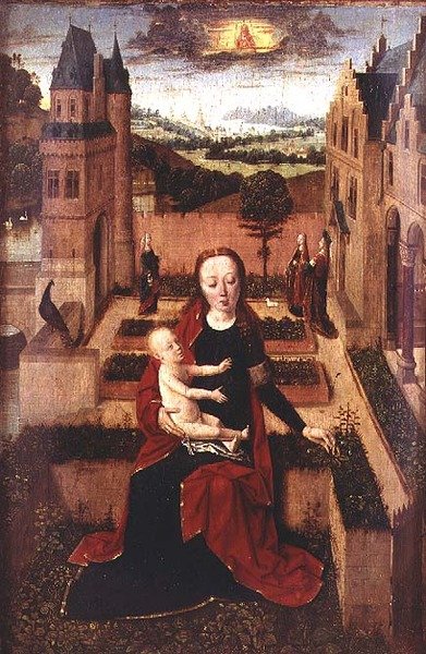 Madonna et enfant assis sur un mur - Dirck (circle of) Bouts