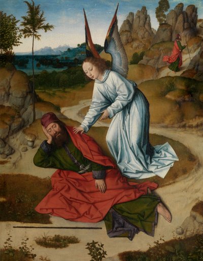 Élie dans le désert, détail du Retable du Saint-Sacrement, vers 1464-68 - Dirck Bouts