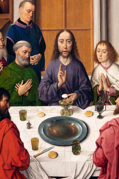 Église paroissiale (Parochiekerk Sint-Pieter). Peinture. La Cène. Dirk Bouts. 1464-1468. Détail. Panneau central - Dirck Bouts