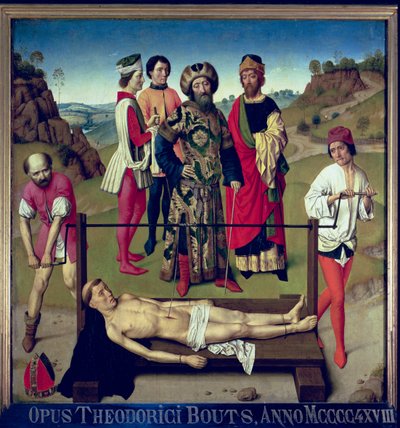 Le martyre de Saint Érasme, panneau central du triptyque de Saint Érasme, vers 1460 - Dirck Bouts
