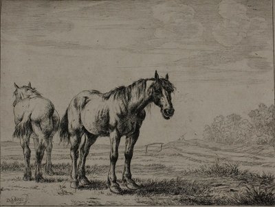 Deux chevaux de labour, planche sept de la série des chevaux - Dirck Stoop
