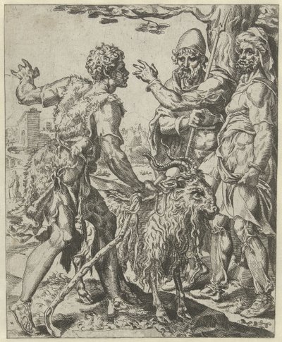 Chira à la recherche de la prostituée (Histoire de Juda et Tamar) - Dirck Volckertsz. Coornhert (attributed to)