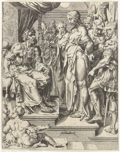 Christ devant Hérode - Dirck Volckertsz. Coornhert (attributed to)