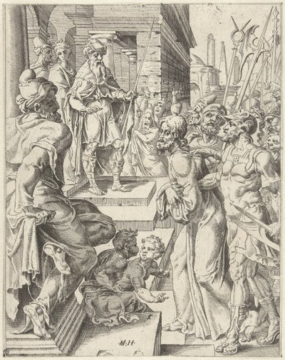 Christus voor Pilatus - Dirck Volckertsz. Coornhert (attributed to)