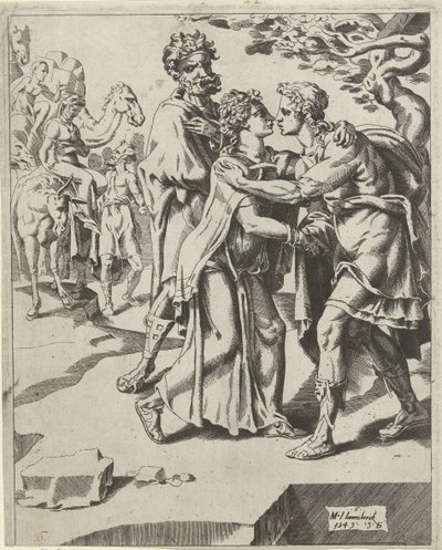 Isaac salue Rebecca - Dirck Volckertsz. Coornhert (attributed to)