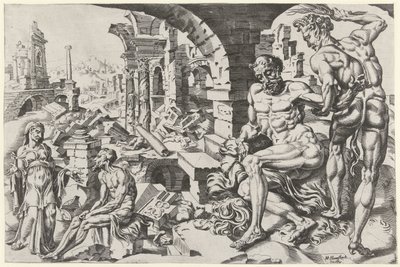Job fouetté par Satan - Dirck Volckertsz. Coornhert (attributed to)