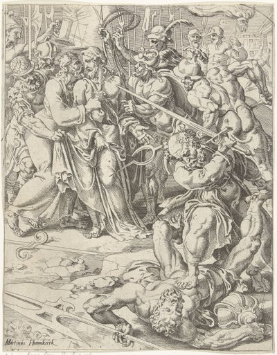 Baiser de Judas et arrestation du Christ - Dirck Volckertsz. Coornhert (attributed to)