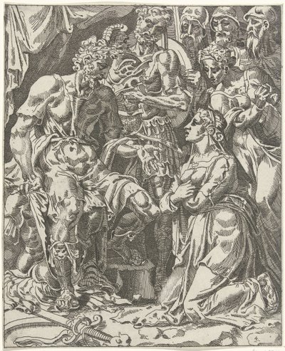 Judith devant Holopherne - Dirck Volckertsz. Coornhert (attributed to)