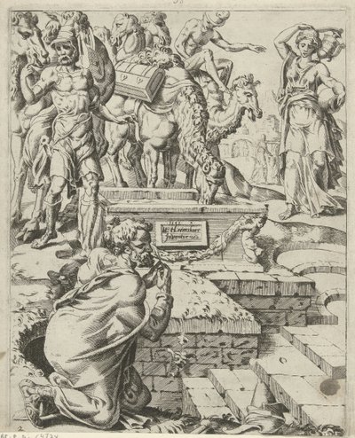 Rébecca rencontre Éliézer au puits - Dirck Volckertsz. Coornhert (attributed to)