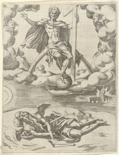 Le Christ triomphe du temps (Triomphes de Pétrarque) - Dirck Volckertsz. Coornhert (possibly)