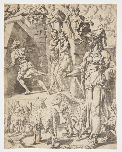 Jacob roulant la pierre de la bouche du puits - Dirck Volckertsz. Coornhert