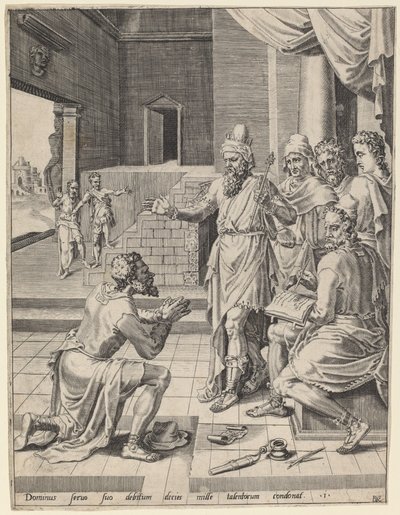 Le roi pardonnant sa dette à son serviteur - Dirck Volckertz Coornhert after Maerten van Heemskerck