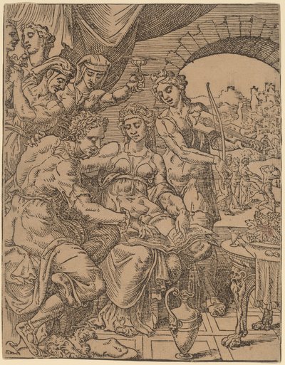 Le Fils prodigue dilapidant son héritage avec des prostituées - Dirck Volckertz Coornhert after Maerten van Heemskerck